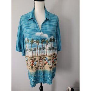 Vintage Hawaiian Shirt Campia Moda Sz L 100% Rayon Korea Pinup Girls Bathing